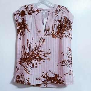 NWT Joie Top 100% Linen Sz XS Narumi Fleur D-Isle pink tropical coastal grandma